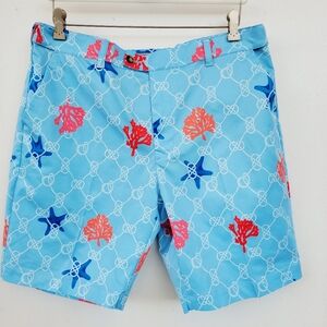 Loudmouth Golf Shorts Heritage Short Nauti Blue Surf Beach Print   Men’s Size 38